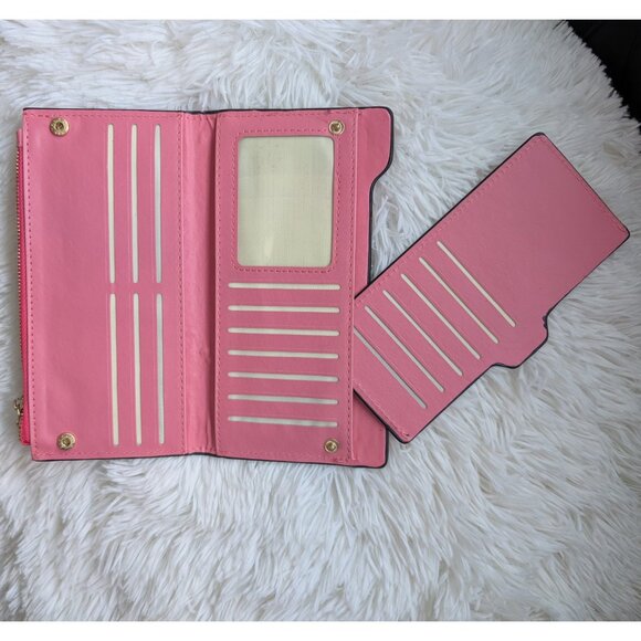 Cute Bowknot PU Leather Wallet, Watermelon Red, Long Zipper Clutch w Card Holder - Picture 4 of 8